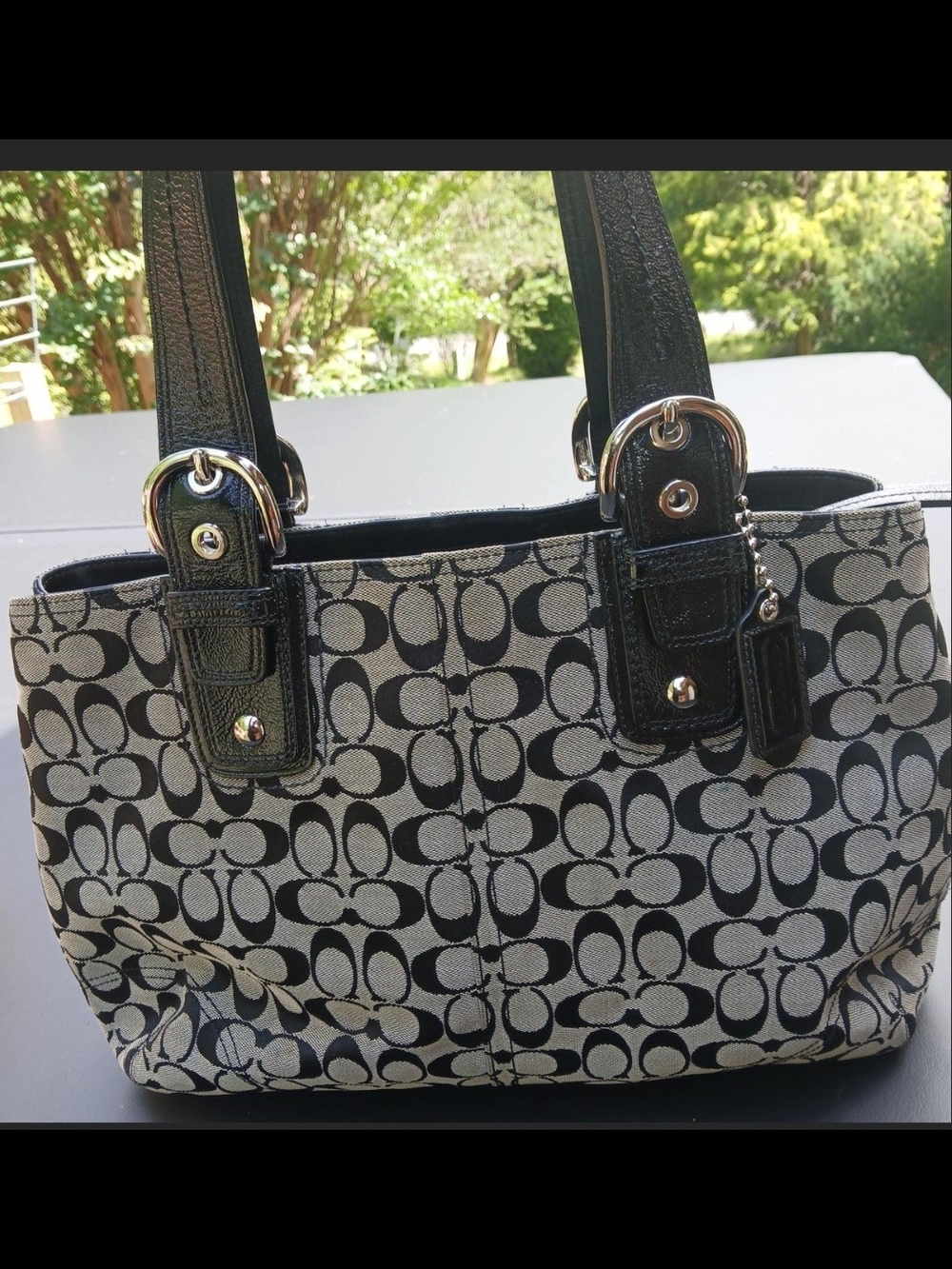 Coach Black and Gray Signature Canvas Tote